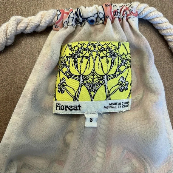 Anthropologie Floreat Silk Midi Dress Halter with Rope Detail Pockes Size S - Picture 3 of 8